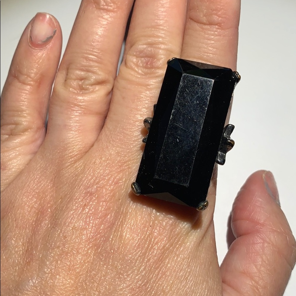 Large black stone ring